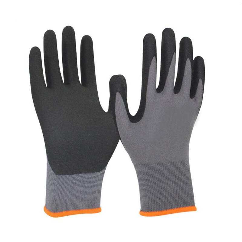 Nitrile Dipped Gloves Manufacturer - 15 Gauge Nylon Spandex Liner Palm Sandy Finish for Construction