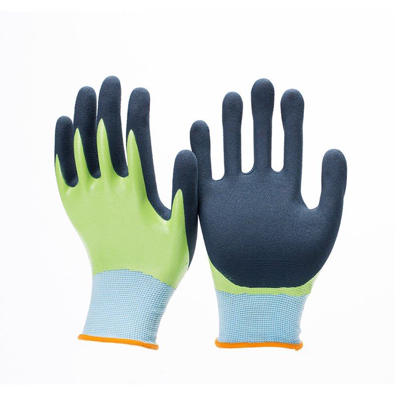 Nylon Spandex Work Safety Gloves Manufacturer - Factory Wholesale Good Flex 15G Black NBR Palm Coated Sandy Nitrile