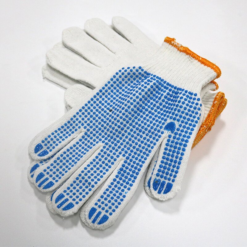 Cotton Knitted Safety Work Gloves Manufacturer - Cheap Cloth PVC Dotted Labor for Construction Working Use