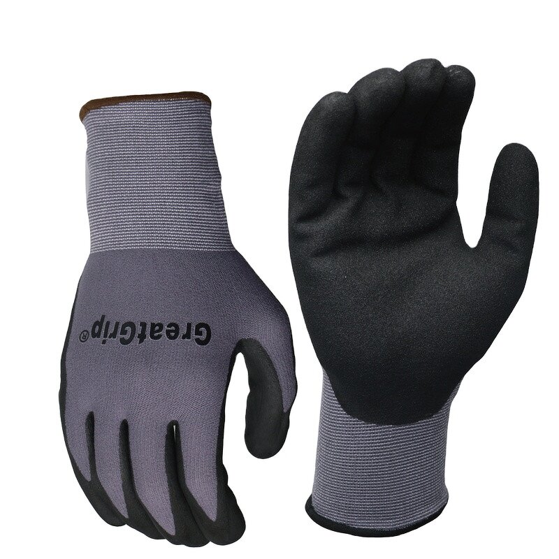 Nitrile Dipped Gloves Manufacturer - 15 Gauge Nylon Spandex Liner Palm Sandy Finish for Construction