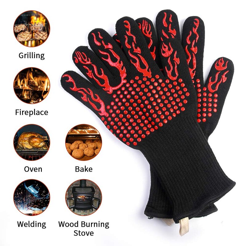 Oven Mitt Gloves Manufacturer - Heat Resistant Fireproof Microwave Heated BBQ 14 Grill Kitchen Everyday Extra Long Cuff Silicone