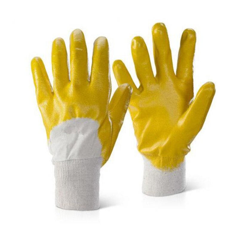 Nitrile Work Glove Manufacturer - Cheap Custom Interlock Cotton Lined Machinist Working Yellow