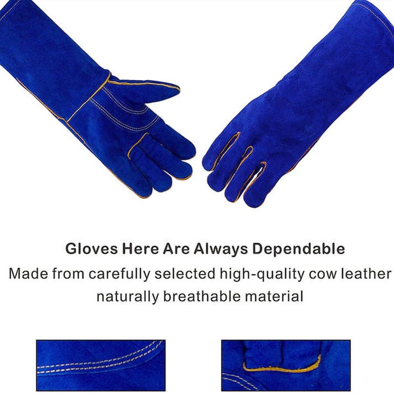 Fire Proof Heat Resistant Welding Gloves Manufacturer - Cow Leather BBQ Oven Hand Protective Work