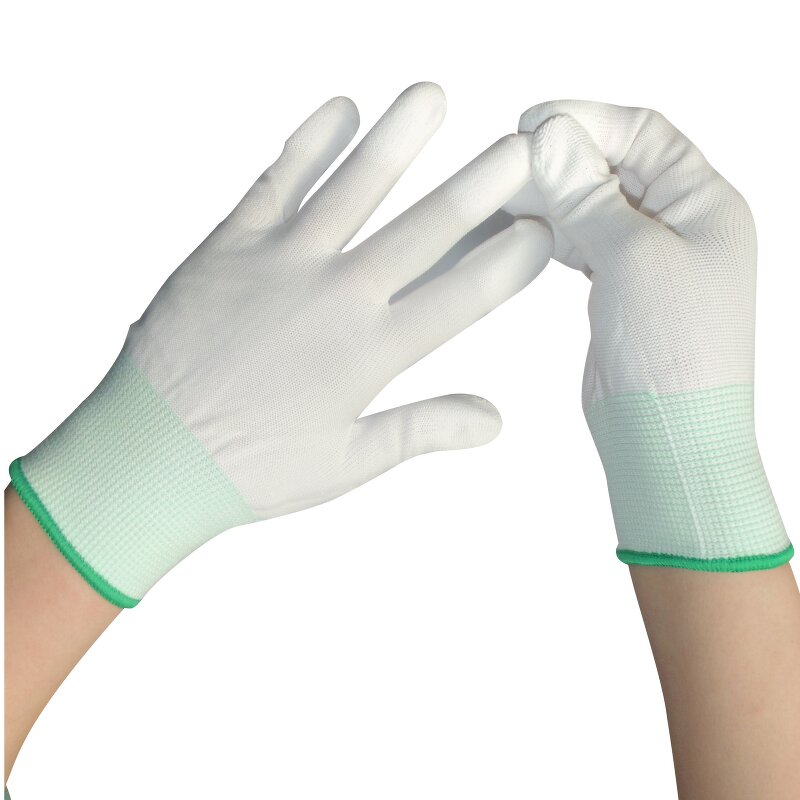 Anti Static Knitted Gloves Manufacturer - 13 Gauge PU Coating Top Fit Nylon with PU Finger Coated for Electronic Assembly
