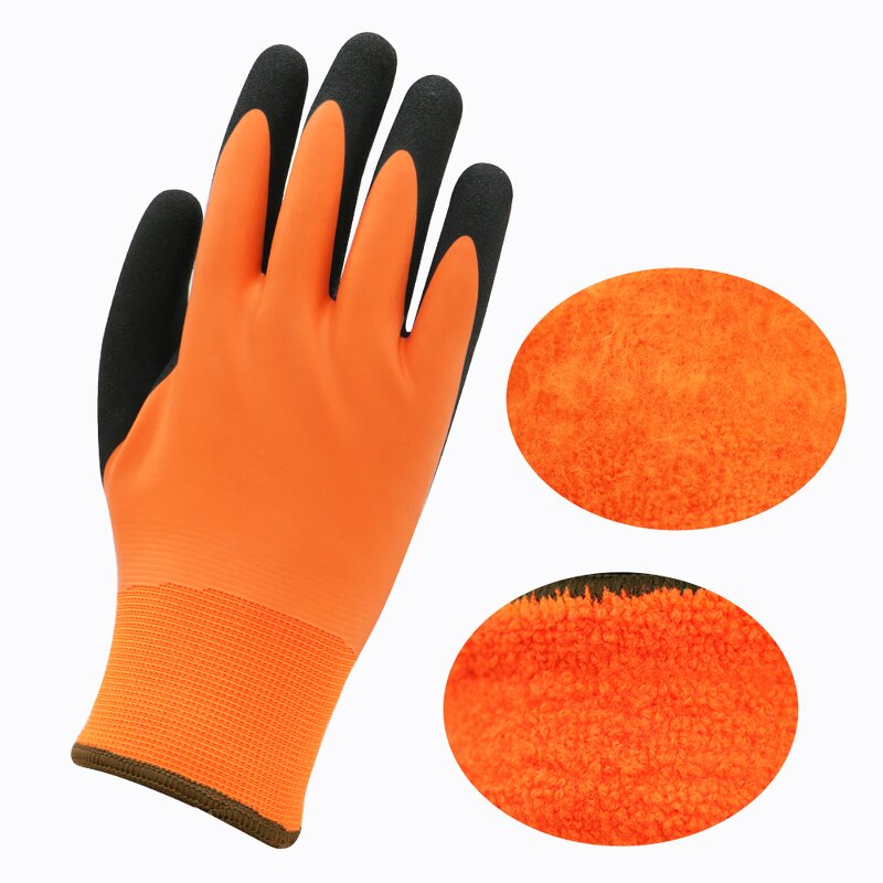 Double Latex Coated Winter Work Gloves Manufacturer - High Performance Polyester Acrylic Palm Sandy Finish Waterproof Thermal Cold Weather
