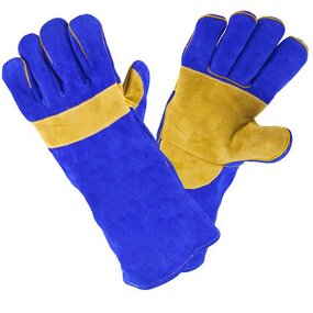 Leather Welding Gloves Manufacturer - Reinforced Thumb Palm Heat Puncture Resistant Pet Training BBQ Kitchen Stove Thick
