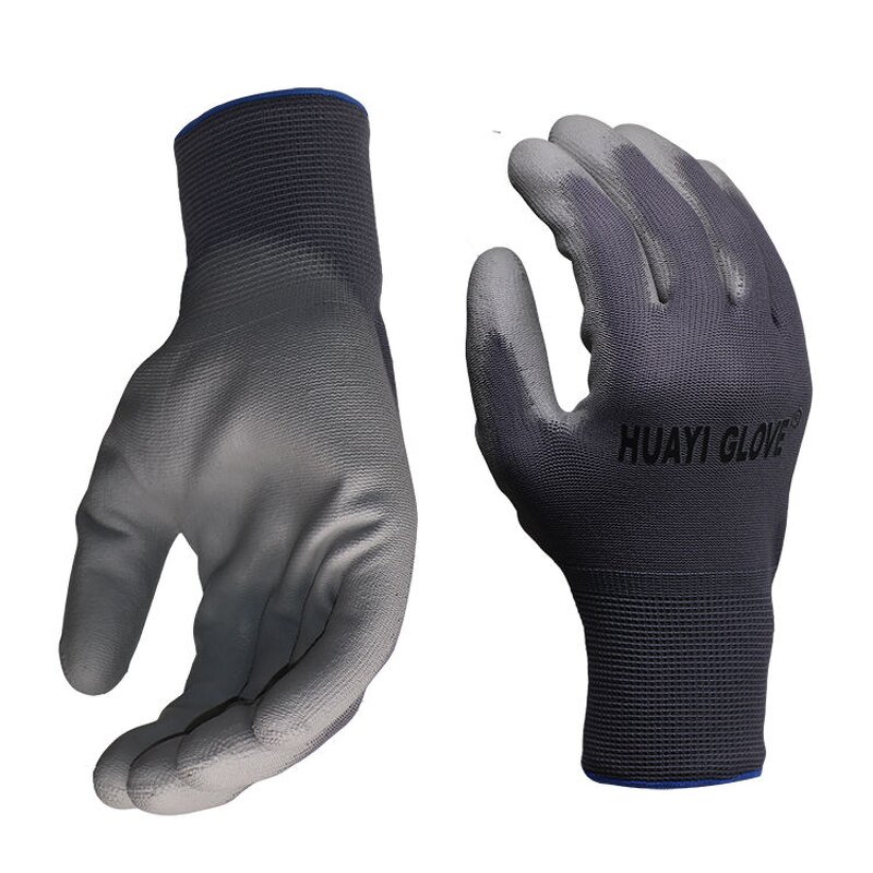 Nylon PU Coated Work Glove Manufacturer - Polyester Liner CE EN388 4131 White Black Gray Arbeitshandschuhe