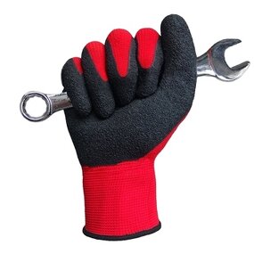 Polyester Liner Latex Safety Work Gloves Manufacturer - Red Anti-slip Coating Construction Garden Hand General Protective
