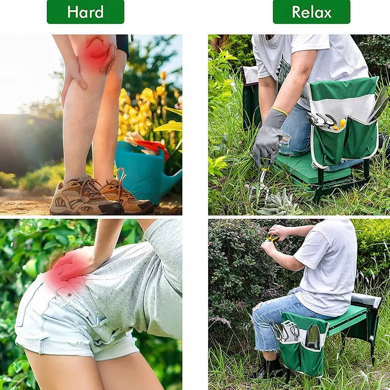 Portable Garden Kneeler and Seat Manufacturer - Outdoor Women Men Multi-functional Foldable Foam Pad with Tool Bag