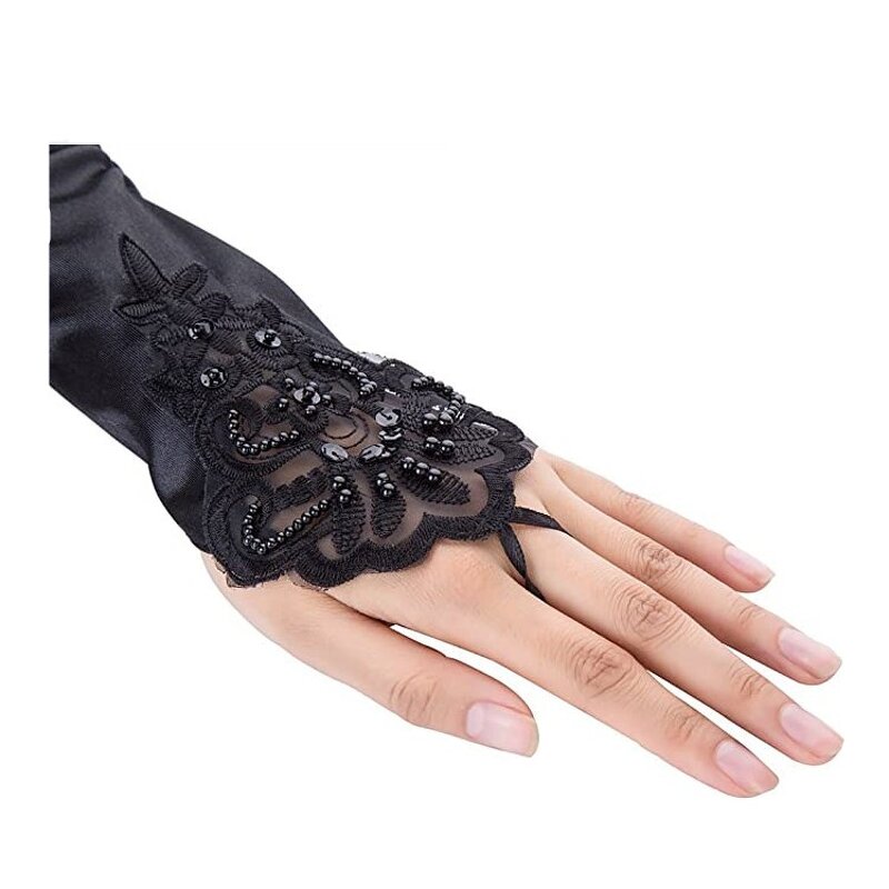 Wedding Opera Gloves Manufacturer - Elegant Bride Women Sexy Long Flapper Evening Satin Elbow Length 1920s