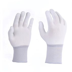 Knitted Nylon Work Gloves Manufacturer - White Polyester Shell Labor Vinyl Wrap Liner Dust-free Cleaning Room for Sorting Work