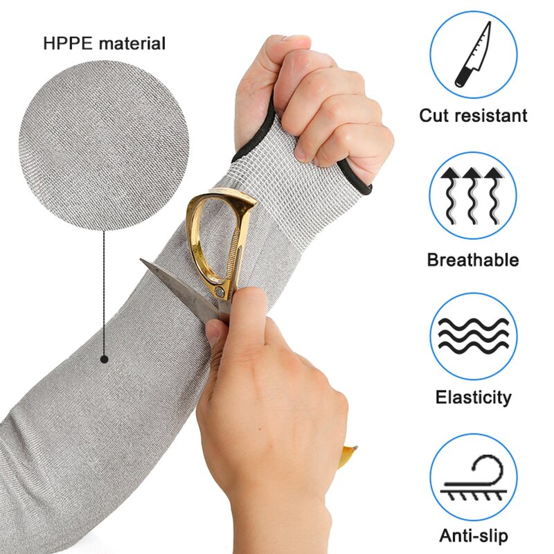 Cut Resistant Arm Sleeves Manufacturer - ZMSAFETY HPPE Fiber Glass Industry Protection Safety Level 5