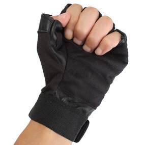 Leather Weightlifting Wrist Wrap Gloves Manufacturer - Pro Fingerless Black Real Training Fitness Gym