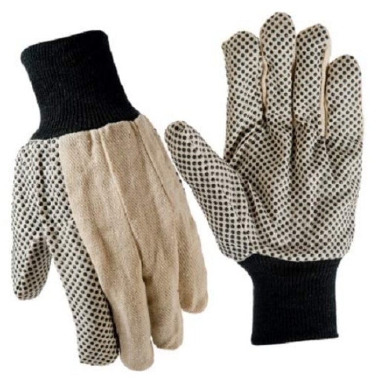 PVC Dotted Gardening Gloves Manufacturer - Economical Canvas Grip Basic Work with Elastic Knit Wrist for Farming Construction