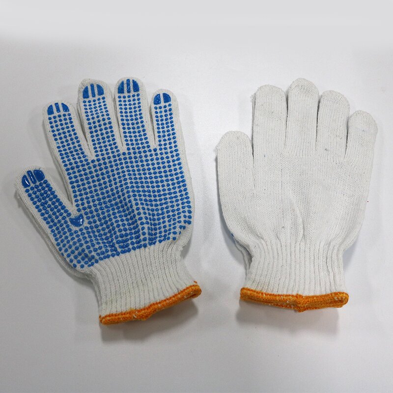 Cotton Knitted Safety Work Gloves Manufacturer - Cheap Cloth PVC Dotted Labor for Construction Working Use