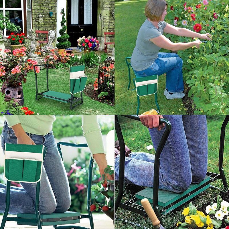 Garden Stool with Tool Bags Manufacturer - Heavy Duty Durable Large Gardening with Pockets Foldable Kneeler Portable Bench