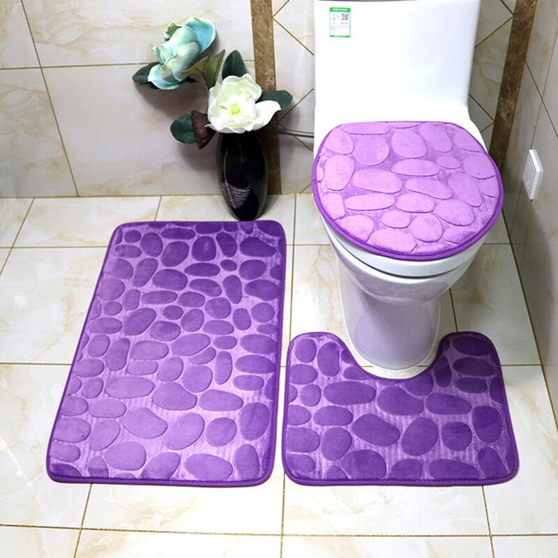 Anti Slip Bath Mats Set Manufacturer - Shower Bath for Bathroom Memory Foam 3 Piece Bath Mat Rug Water Absorption Toilet Rug