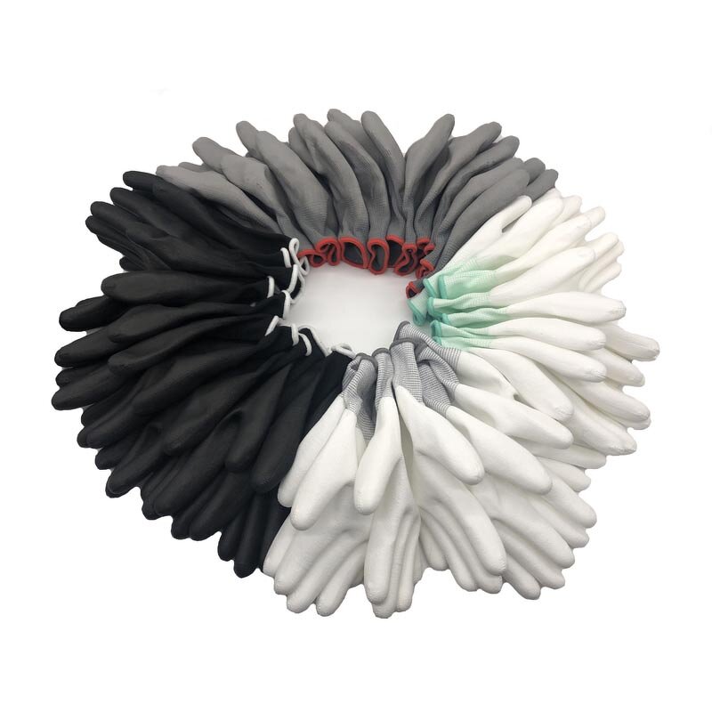 PU Coated Industrial Gloves Manufacturer - CE Gray White Black Polyurethane Palm Coating Nylon Polyester Worker Hand
