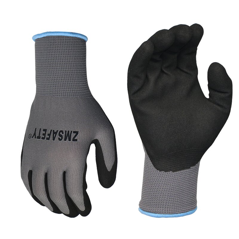Sandy Nitrile Work Safety Gloves Manufacturer - Good Flex 15 Gauge Nylon Spandex Palm Coated Finish