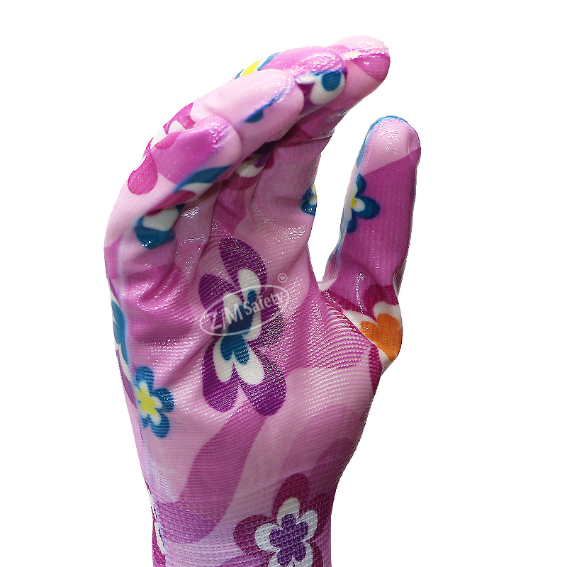 Polyester Liner Nitrile Coated Gardening Gloves Manufacturer - Ladies Gardening Work