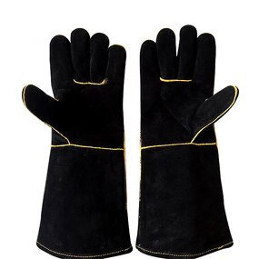 Cow Leather Oven Gloves Manufacturer - Fire Wood Stoves Heat Resistant Black