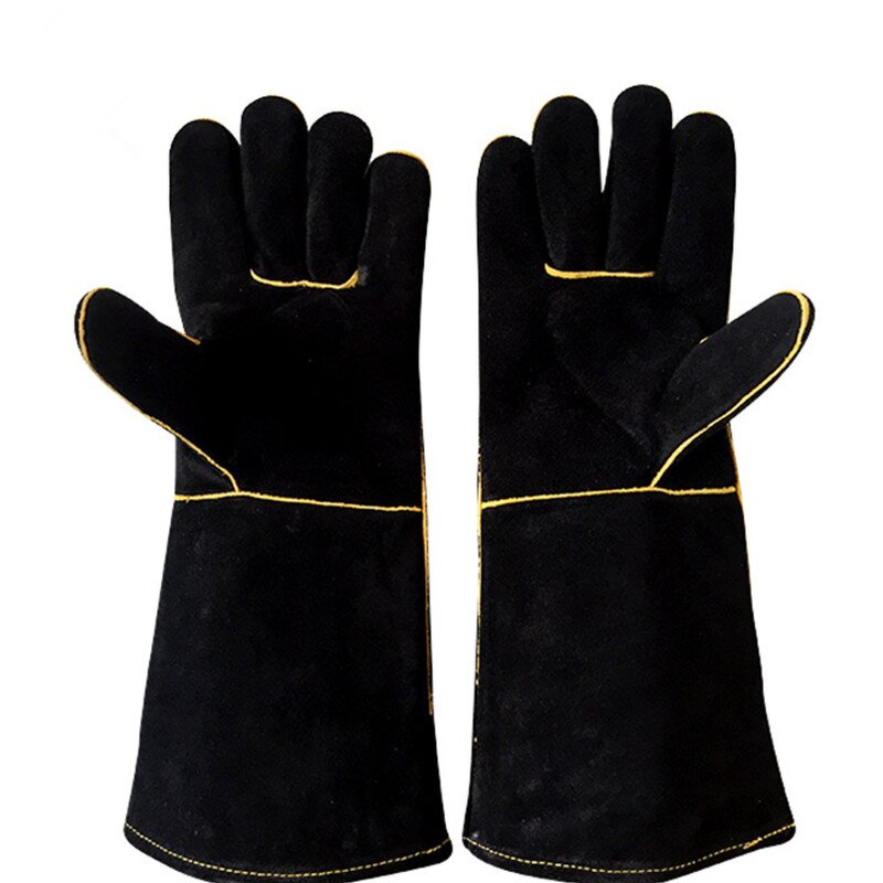 Cow Leather Oven Gloves Manufacturer - Fire Wood Stoves Heat Resistant Black