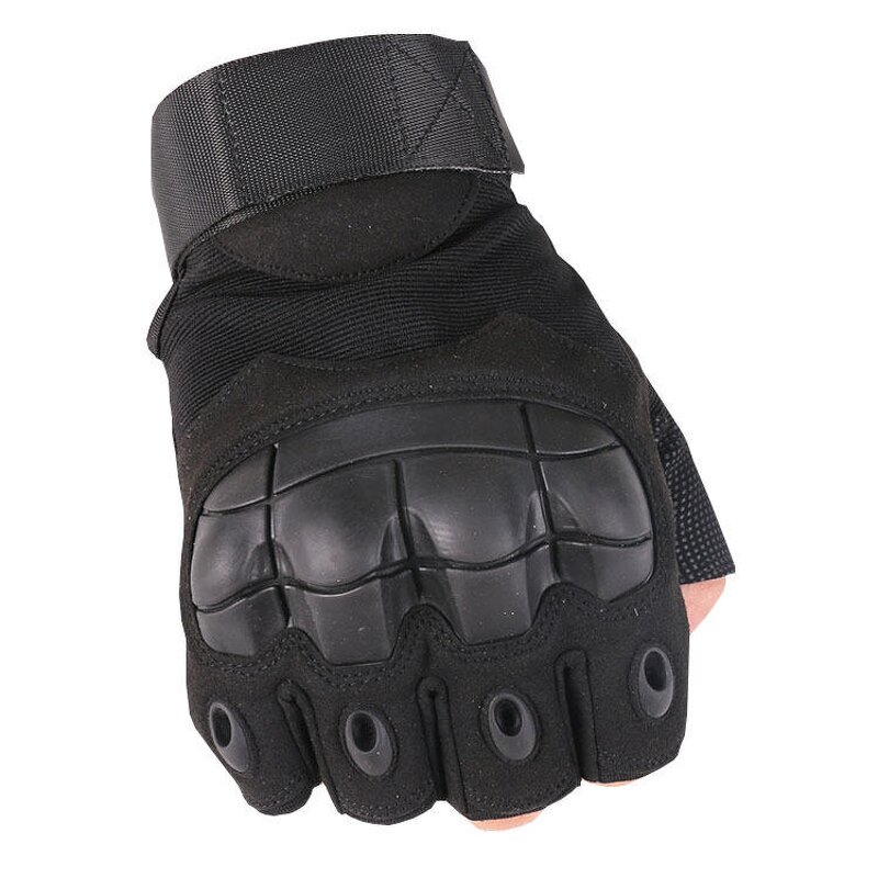 Tactical Fingerless Work Gloves Manufacturer - Hard Knuckle Black Half Finger Motorcycle Winter Safety