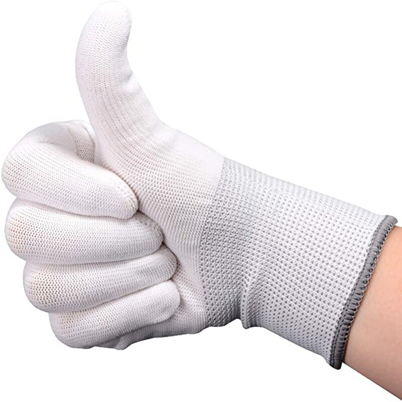 Knitted Nylon Work Gloves Manufacturer - White Polyester Shell Labor Vinyl Wrap Liner Dust-free Cleaning Room for Sorting Work