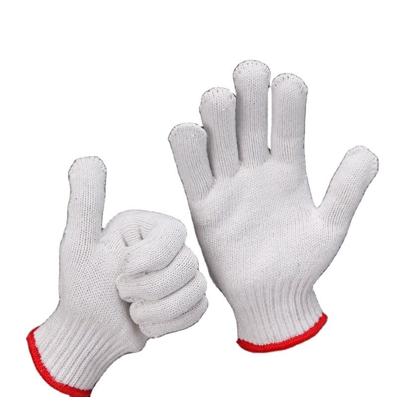 Cotton Knitted Safety Work Gloves Manufacturer - Manufacturers Custom Logo Cheap Mittens Natural White