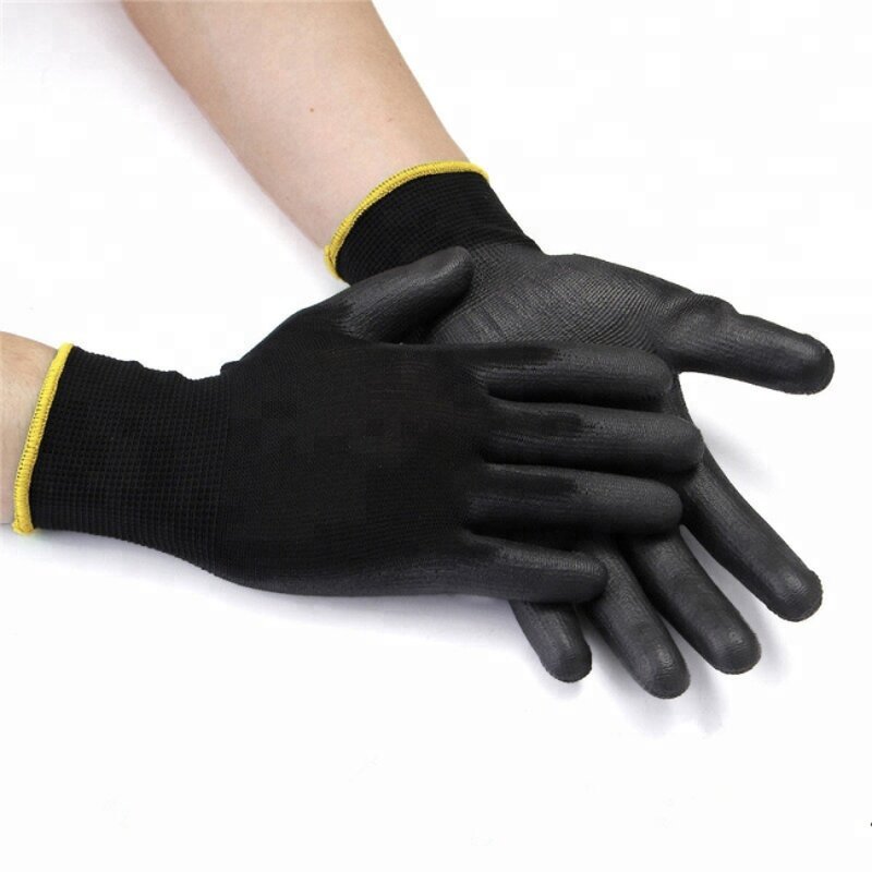 PU Coated Work Gloves Manufacturer - Factory Price Waterproof White Grey Nylon Knitted Polyurethane Industry Safety