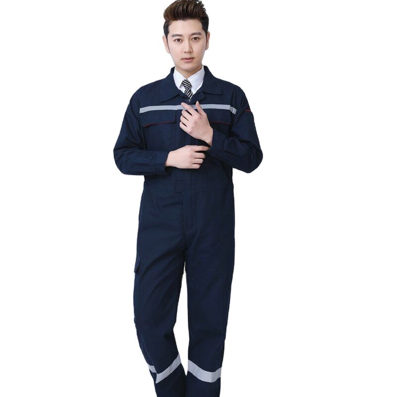 High Visibility Reflective Workwear Manufacturer - Customized Logo Cotton Safety Men Working Mechanic Coveralls Overall Suit