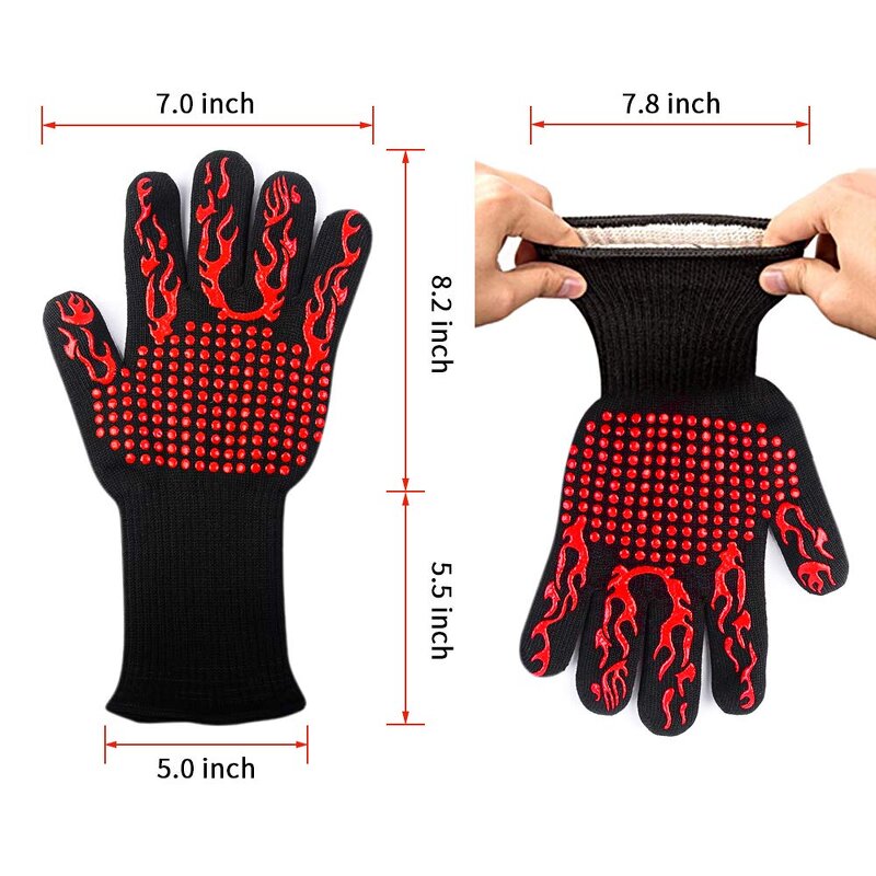 Oven Mitt Gloves Manufacturer - Heat Resistant Fireproof Microwave Heated BBQ 14 Grill Kitchen Everyday Extra Long Cuff Silicone