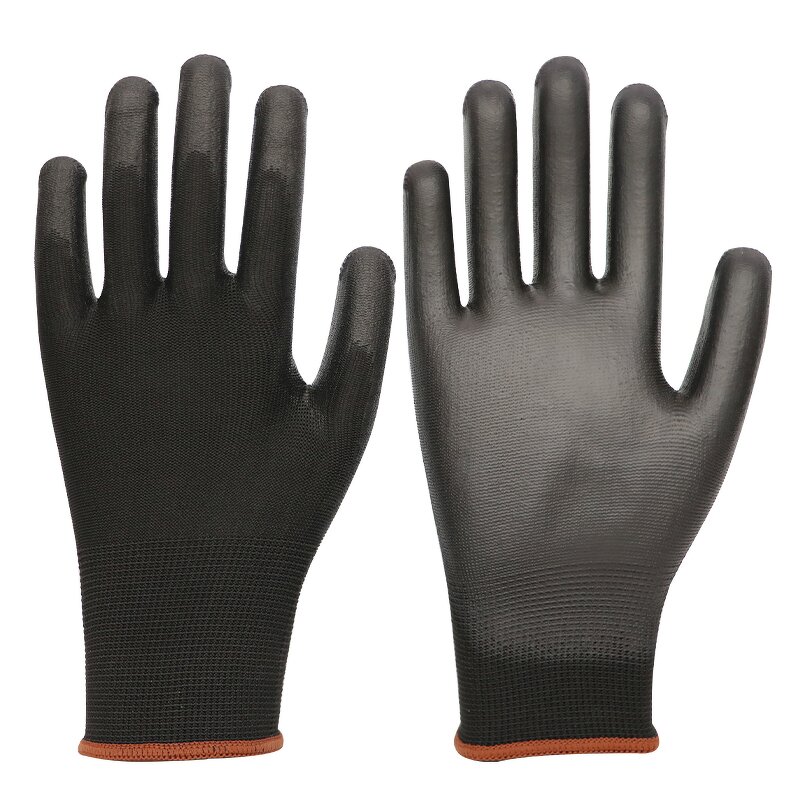 PU Coated Gloves Manufacturer - Hot Sale EN388 4131X 13G Knitted Shell Black Polyurethane for Daily Use