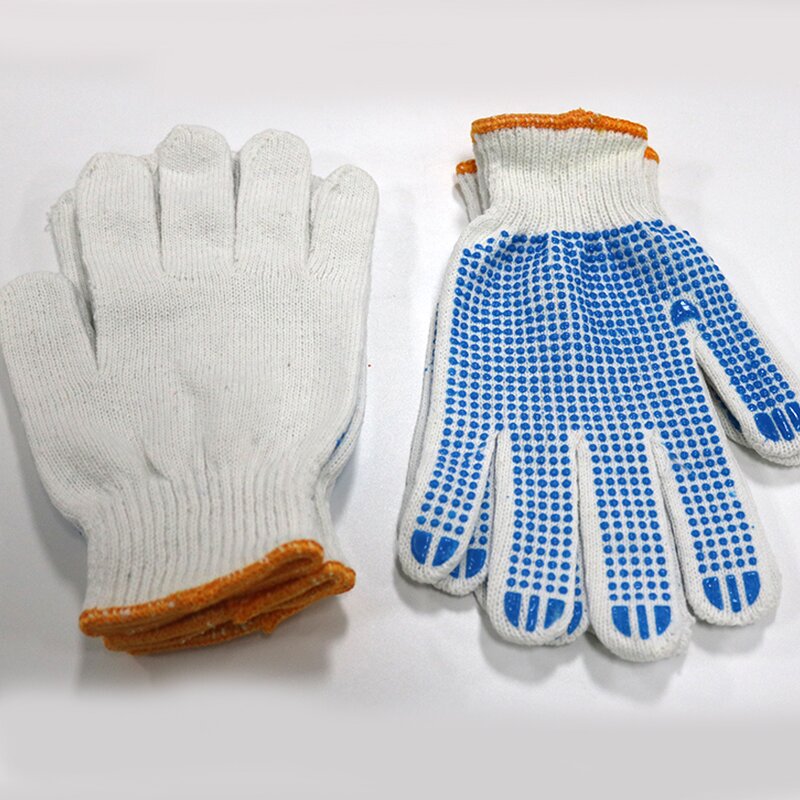 Cotton Knitted Safety Work Gloves Manufacturer - Cheap Cloth PVC Dotted Labor for Construction Working Use