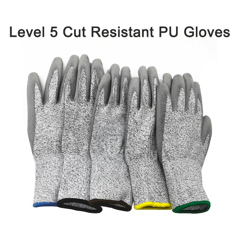 Cut Resistant Safety Gloves Manufacturer - EN388 4543 Level 3 Glass Handling Wood Working Level 5 Cut Proof PU Palm Coated