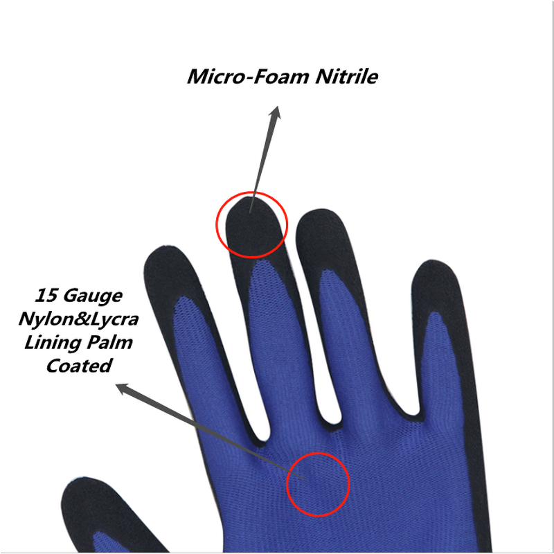 Sandy Nitrile Safety Work Glove Manufacturer - Good Grip Red Nylon Liner Black Nitrile