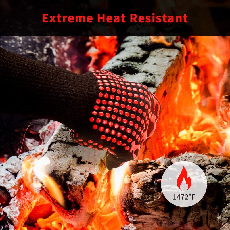 Oven Mitt Gloves Manufacturer - Heat Resistant Fireproof Microwave Heated BBQ 14 Grill Kitchen Everyday Extra Long Cuff Silicone