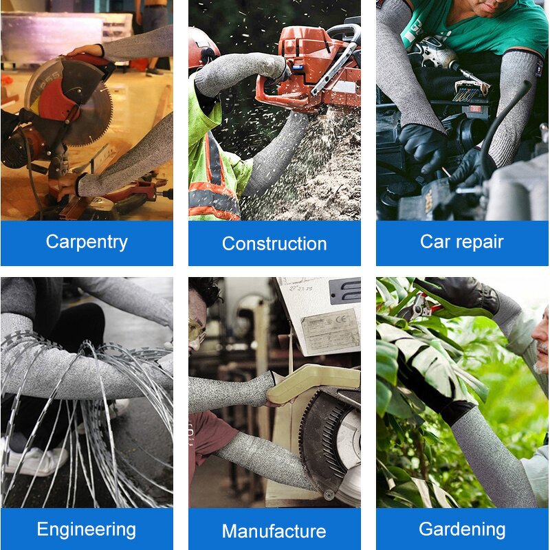 Cut Resistant Arm Sleeves Manufacturer - ZMSAFETY HPPE Fiber Glass Industry Protection Safety Level 5