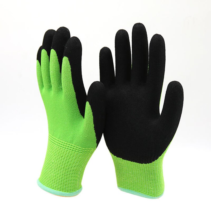Nylon Spandex Work Safety Gloves Manufacturer - Factory Wholesale Good Flex 15G Black NBR Palm Coated Sandy Nitrile