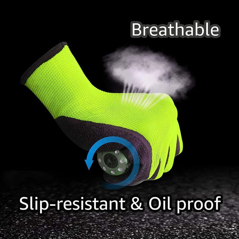 Nylon Latex Coated Work Gloves Manufacturer - 13G Palm Black Crinkle Finish Safety Working Rubber Safety Hand Protective Guantes