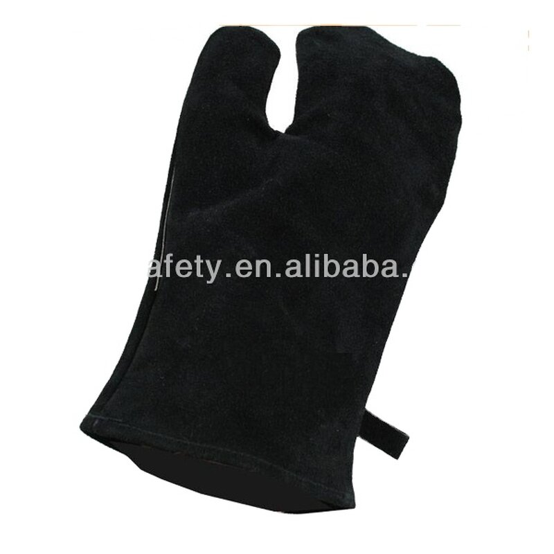 Cow Leather Oven Gloves Manufacturer - Fire Wood Stoves Heat Resistant Black