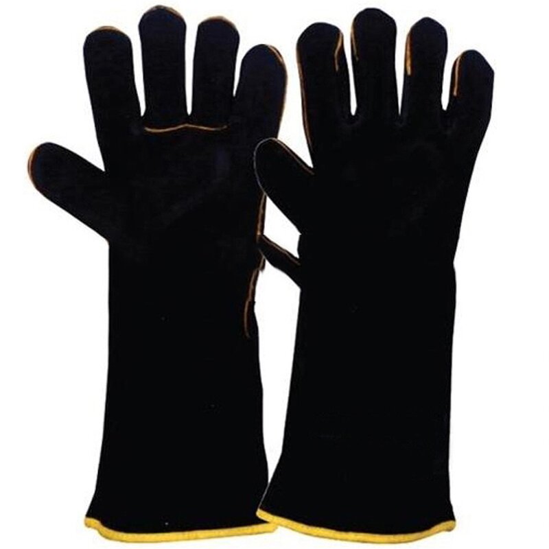 Cow Split Leather Welding Gloves Manufacturer - Red Long Working Welder Gauntlet