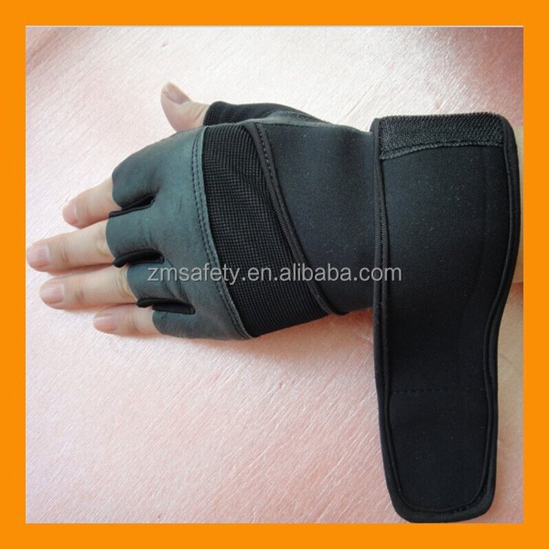 Leather Weightlifting Wrist Wrap Gloves Manufacturer - Pro Fingerless Black Real Training Fitness Gym