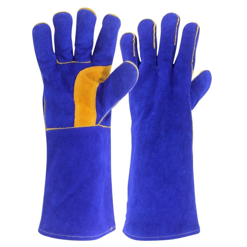 Cow Split Leather Welding Gloves Manufacturer - Red Long Working Welder Gauntlet