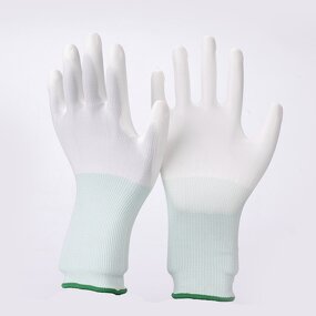 ESD Safety Gloves Manufacturer - 13G Knitted White Electronics Factory Working Antistatic PU Finger Coated