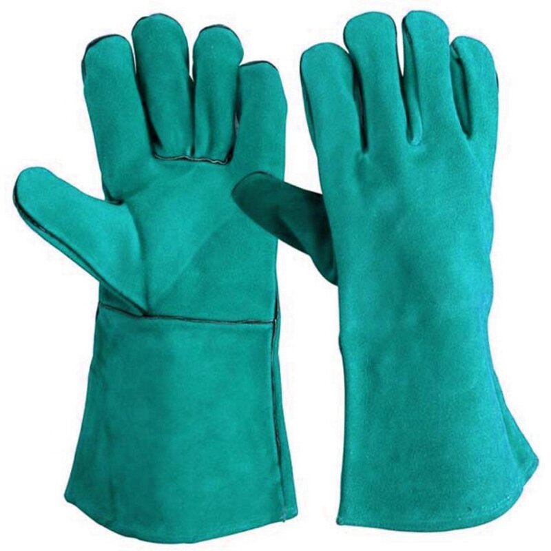 Leather Welding Gloves Manufacturer - Reinforced Thumb Palm Heat Puncture Resistant Pet Training BBQ Kitchen Stove Thick