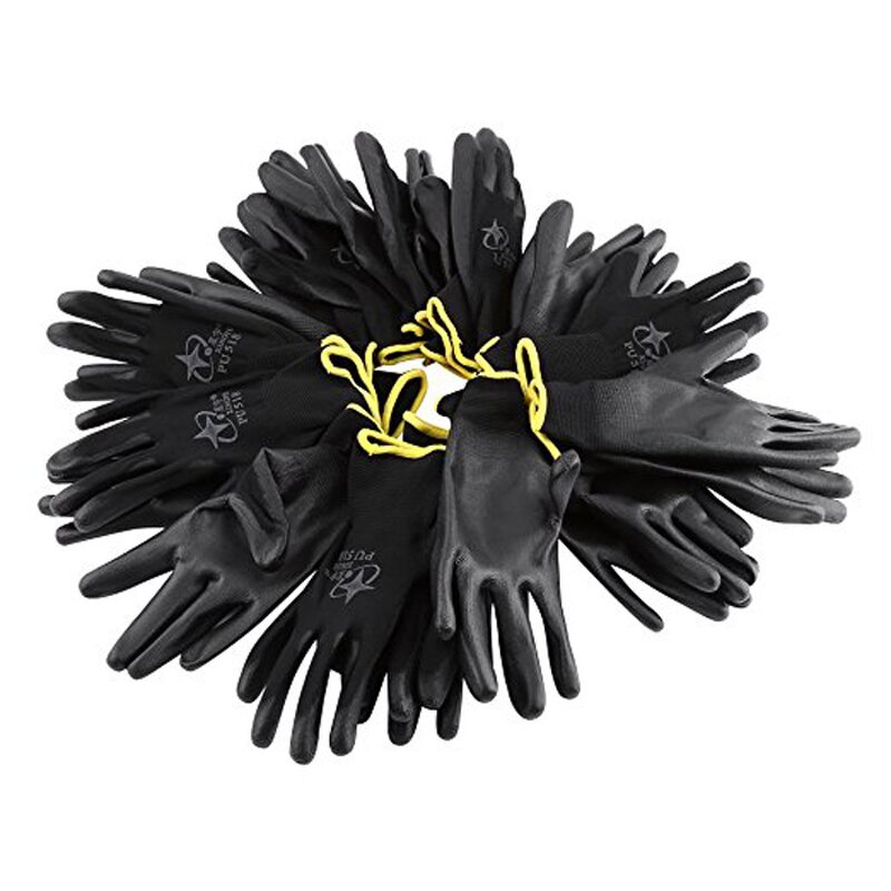 Industrial Safety Gloves Manufacturer - 13G Knitted Black Nylon PU Security