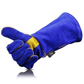 Heat Resistant Welding Gloves Manufacturer - 14 Inches Good Quality Safety Work Glass Fire Proof Handing Premium Heavy Duty Cow Leather