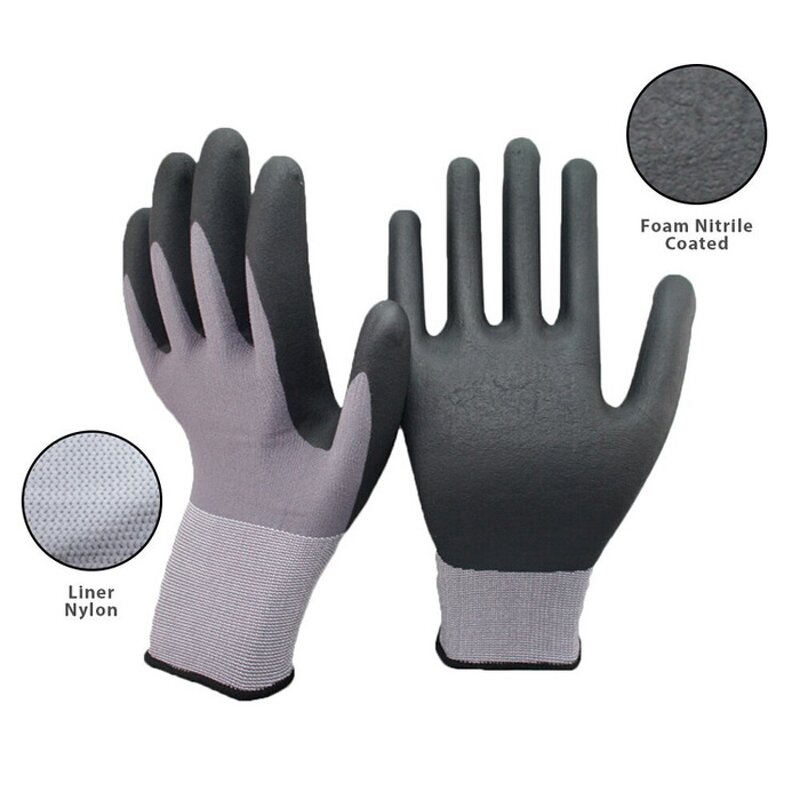 Nitrile Foam Coated Work Gloves Manufacturer - Multi Purpose Industrial Safety 15 Gauge Nylon Spandex Shell NBR 11800