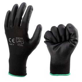 PU Coated Gloves Manufacturer - Hot Sale EN388 4131X 13G Knitted Shell Black Polyurethane for Daily Use